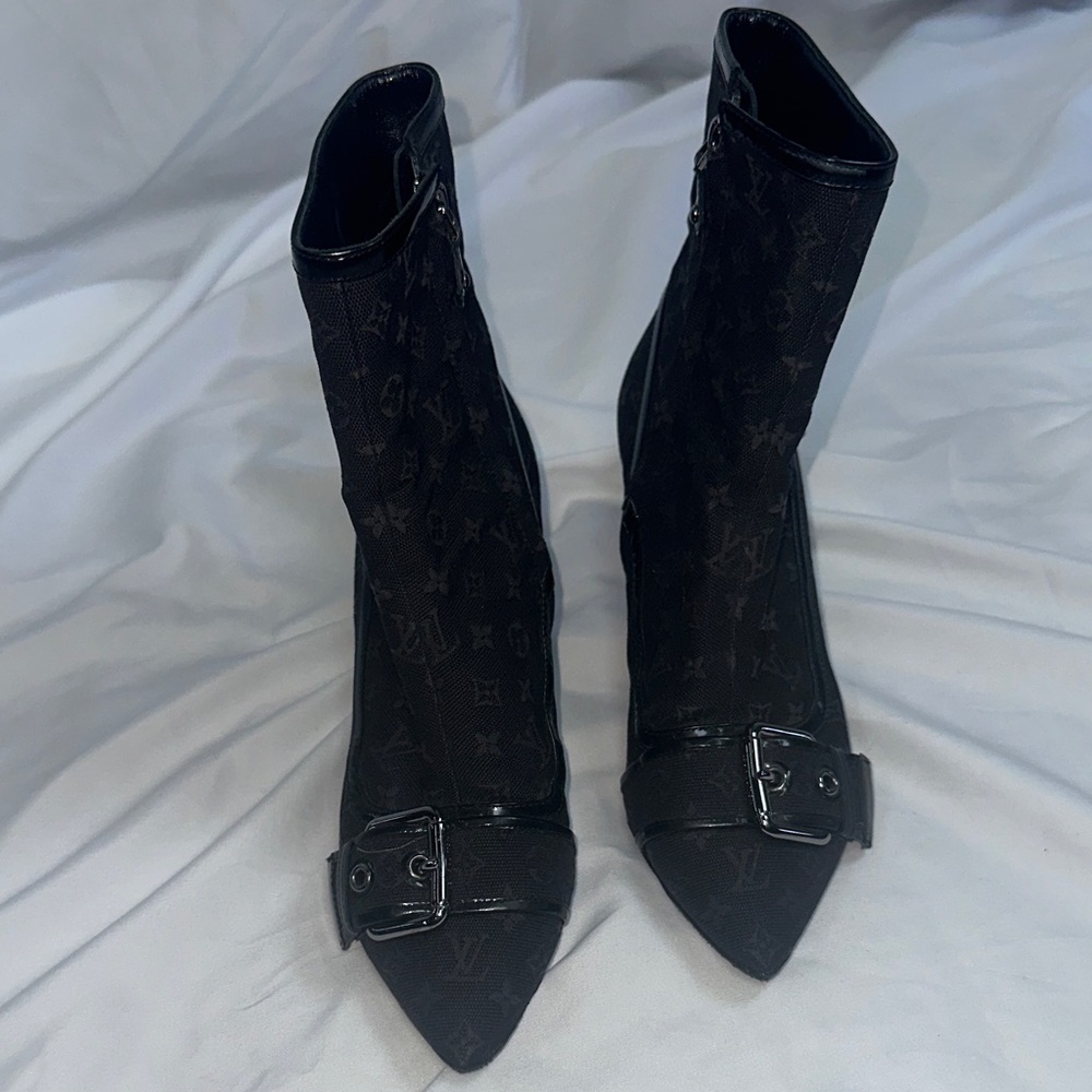 Louis Vuitton Black Monogram Ankle Boots